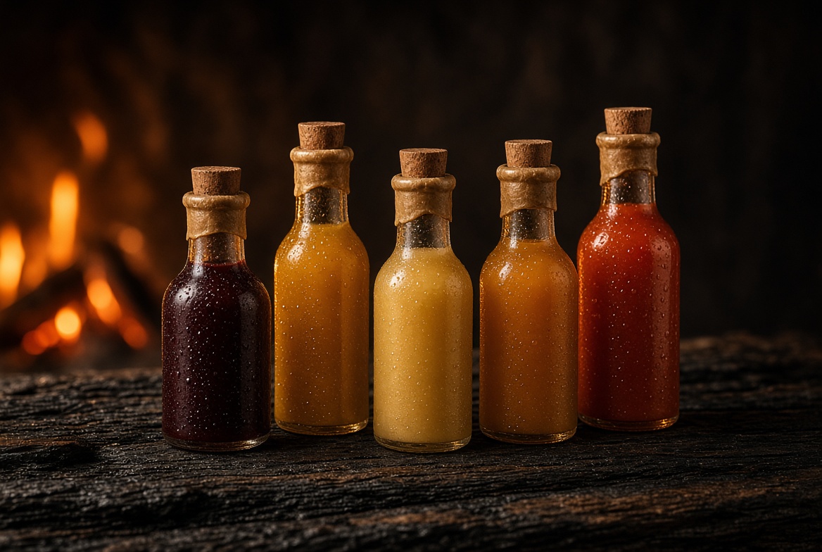 Camp Master G bottles by firelight